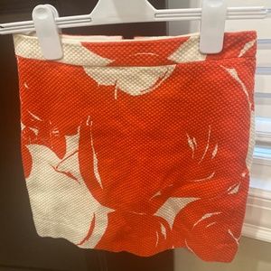 J. Crew orange and white straight skirt